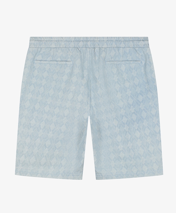 LAZORN BLEACHED DENIM JACQUARD SHORT heren korte broek blauw