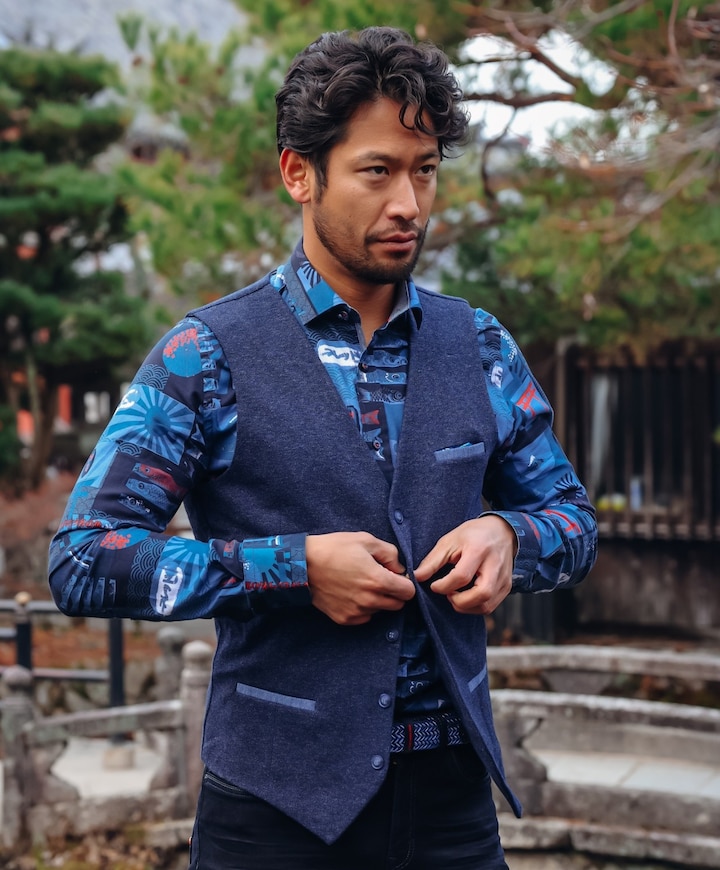 Heren gilet blauw