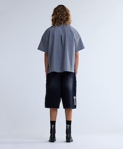 Heren overhemd korte mouw grijs