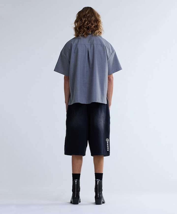 Heren overhemd korte mouw grijs