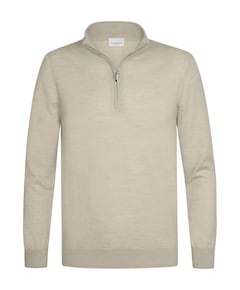 Heren trui met rits beige