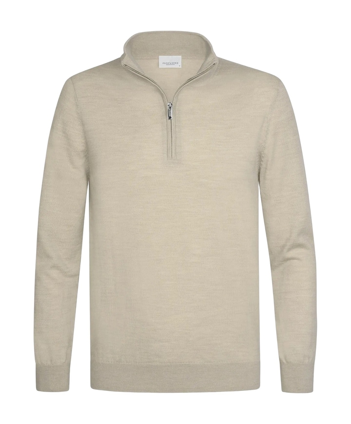 Heren trui met rits beige