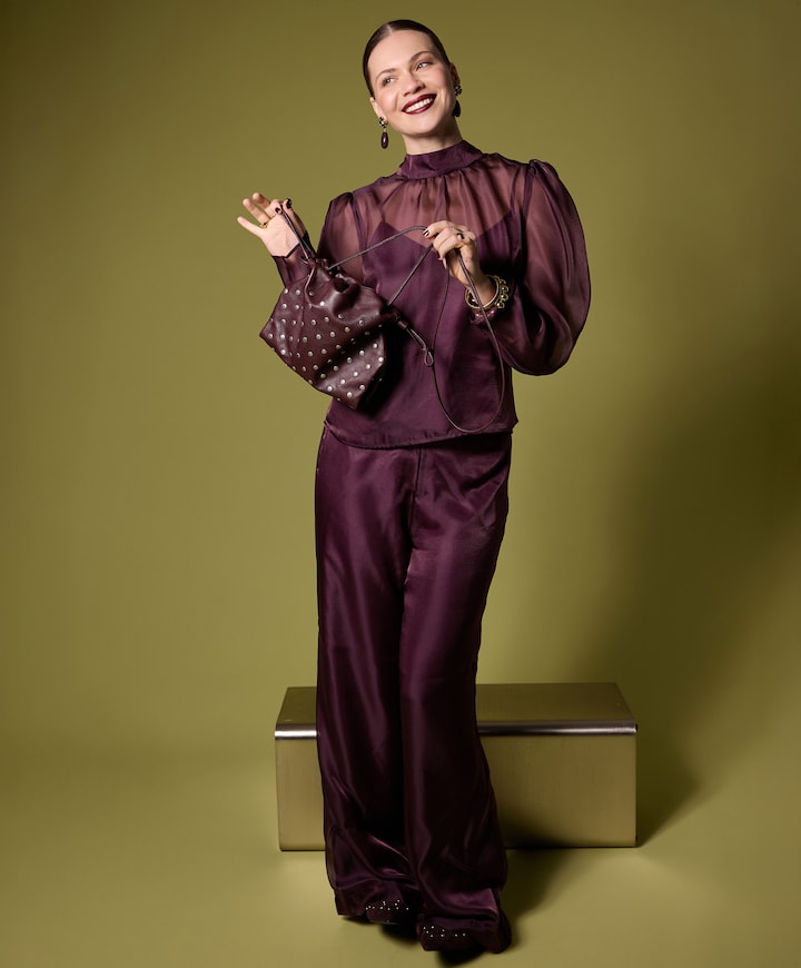 Olexa organza broek bordeaux