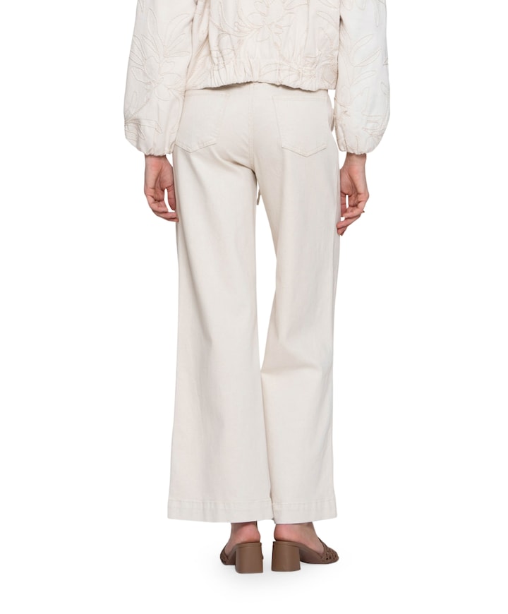 Wide linen mix dames jeans ecru