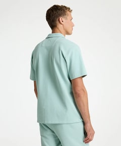 Heren overhemd korte mouw blauw