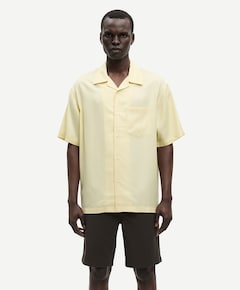 Heren overhemd korte mouw geel