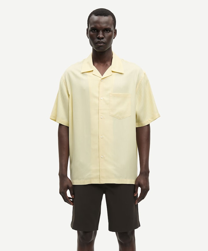 Heren overhemd korte mouw geel