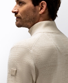 Heren trui met rits beige