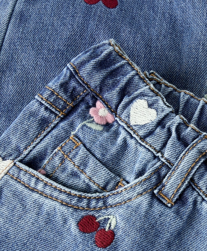 NMFBELLA BARREL EMB JEANS 4870-OV L meisjes jeans blauw