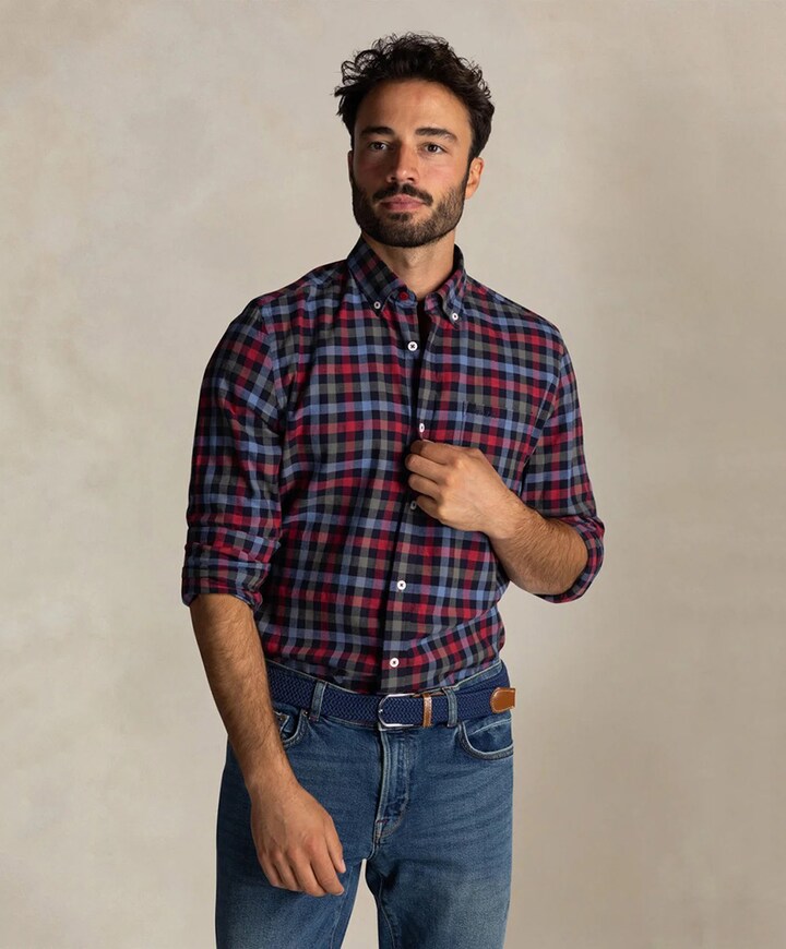 Heren overhemd lange mouw blauw