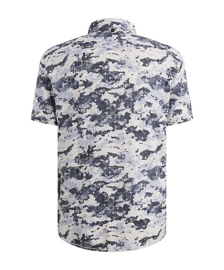 Heren overhemd korte mouw blauw