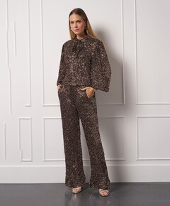 Talia sequins broek bruin