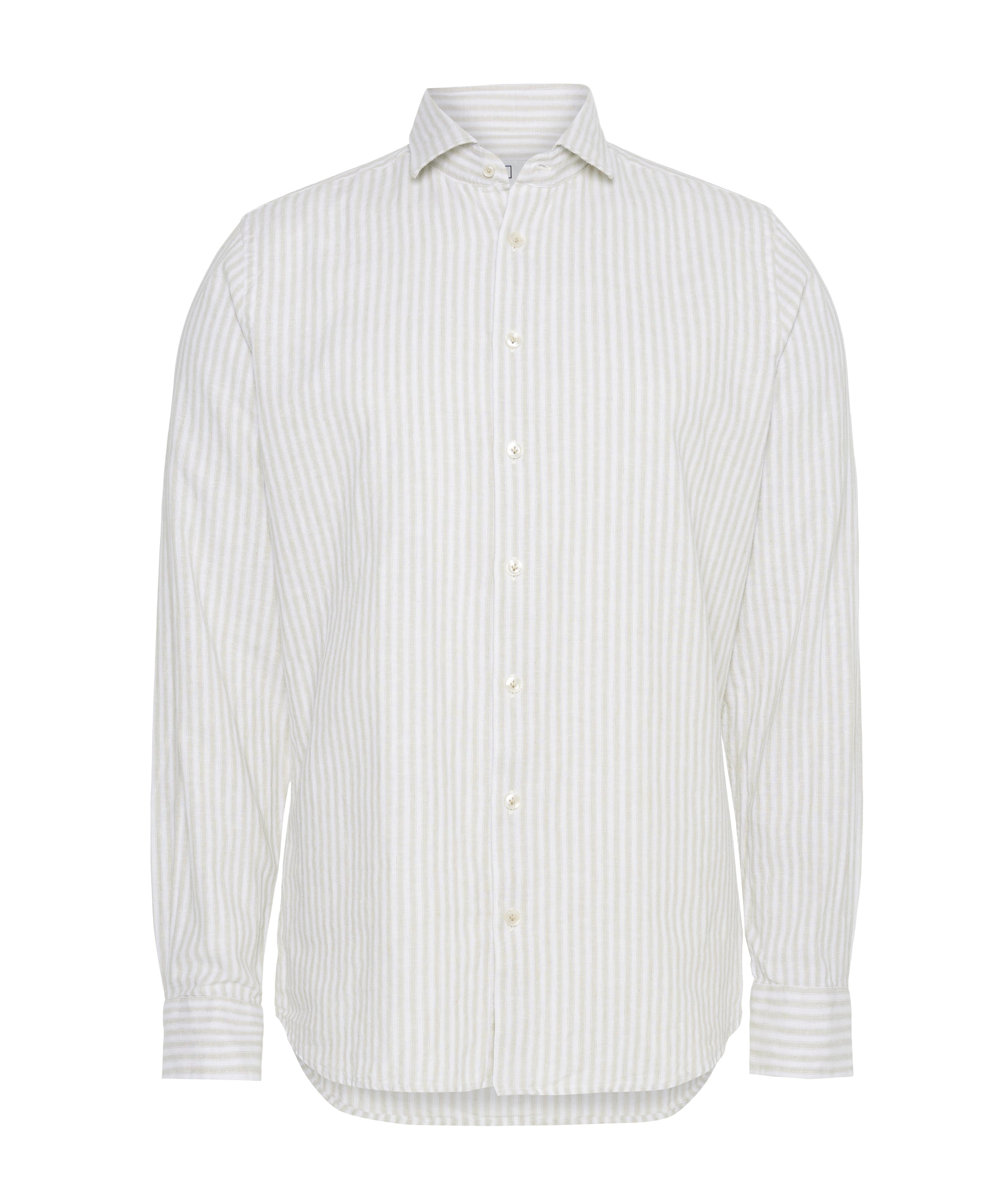 Heren overhemd lange mouw beige