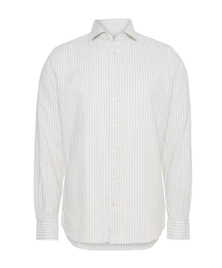 Heren overhemd lange mouw beige