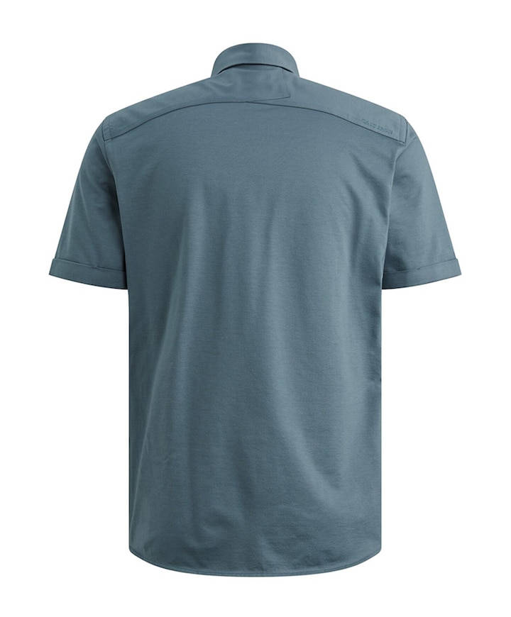 Heren overhemd korte mouw blauw