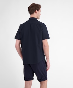 Heren overhemd korte mouw blauw