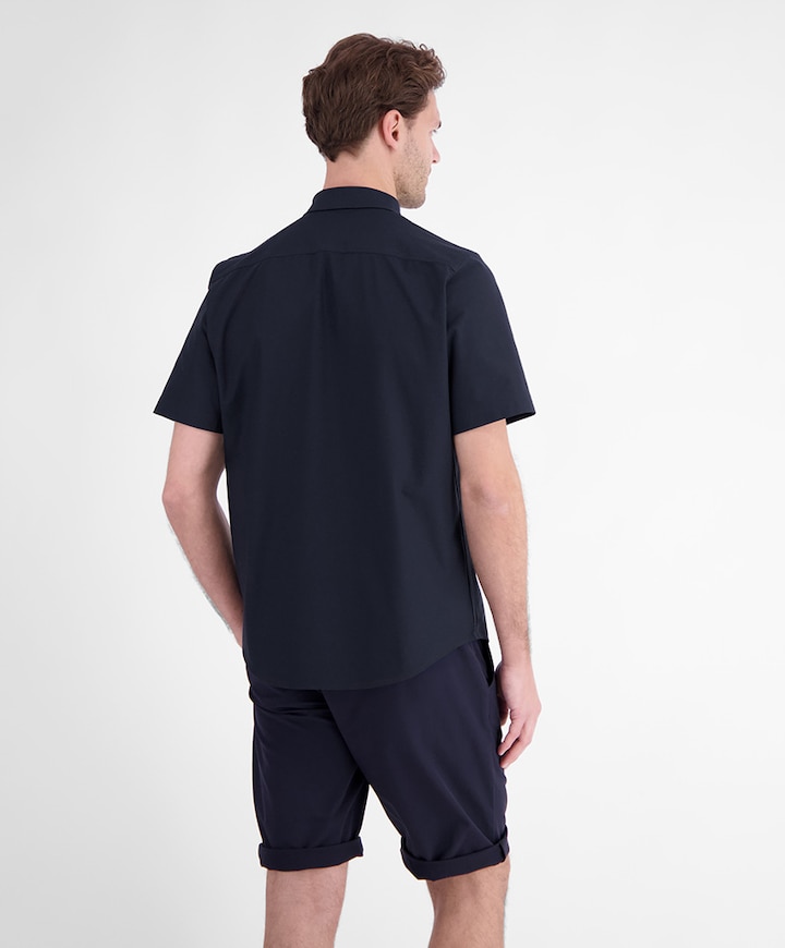 Heren overhemd korte mouw blauw