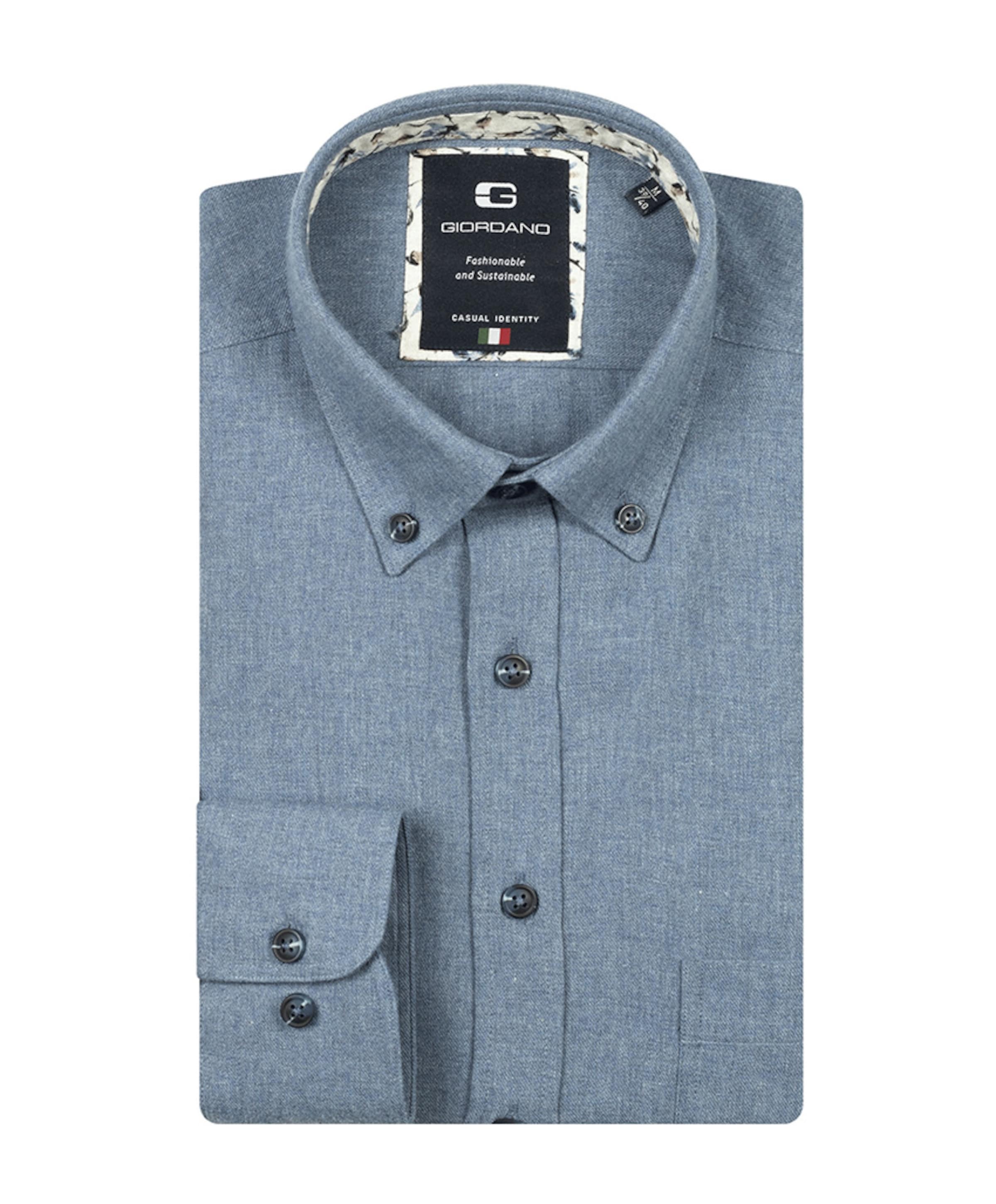 Heren overhemd lange mouw blauw