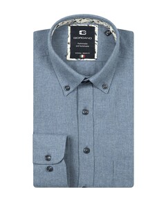 Heren overhemd lange mouw blauw