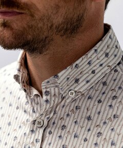 Heren overhemd lange mouw beige