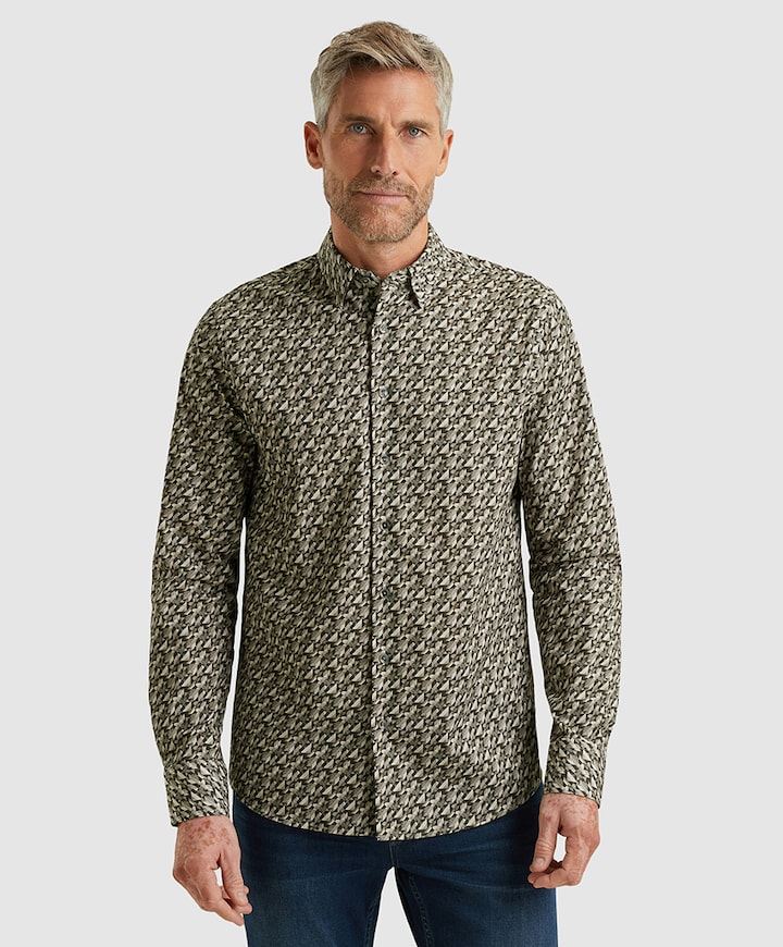 Heren overhemd lange mouw grijs