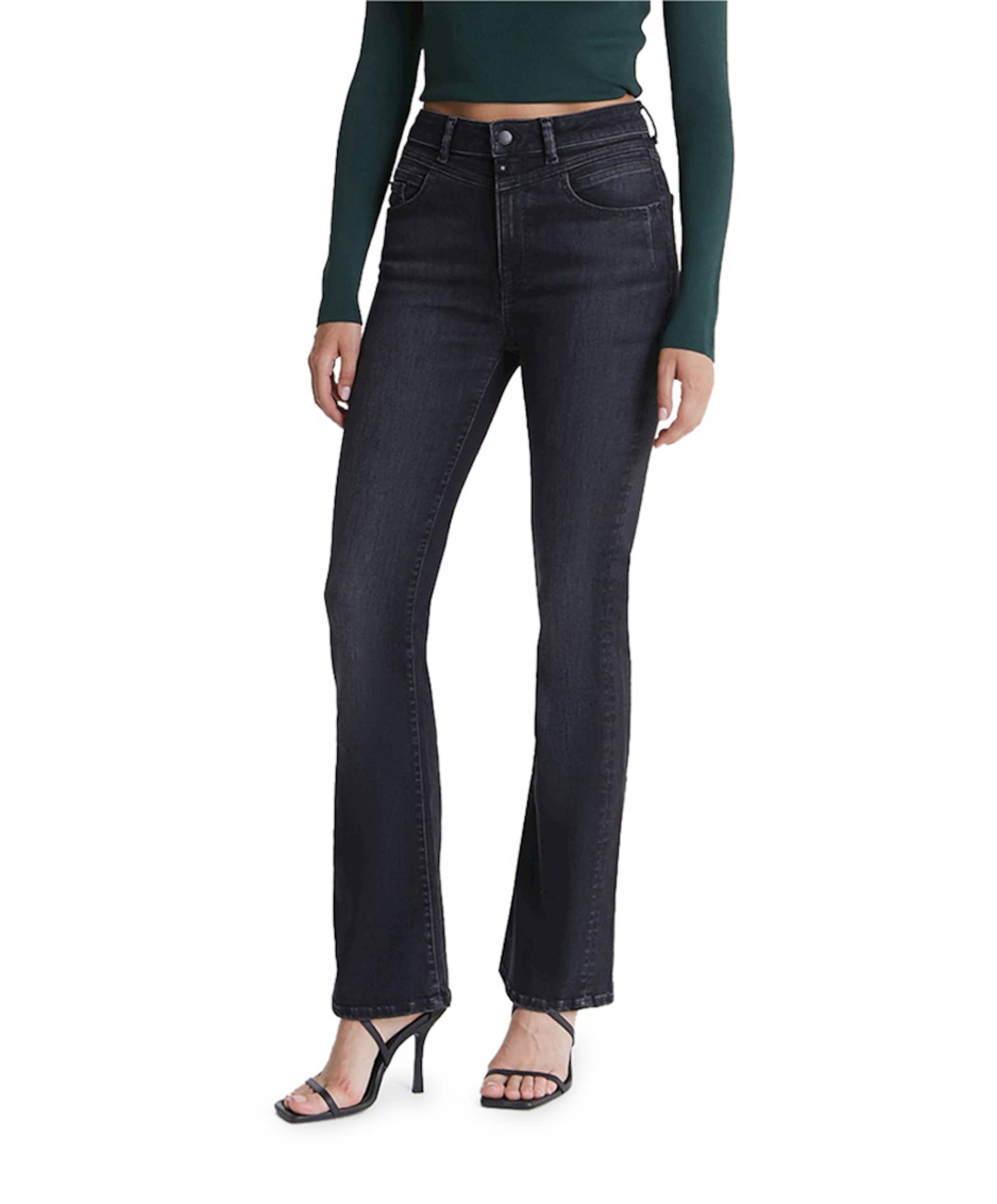 ultra high waist flare dames jeans zwart