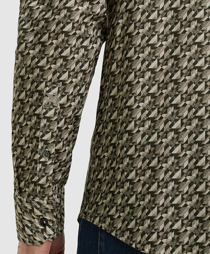 Heren overhemd lange mouw grijs