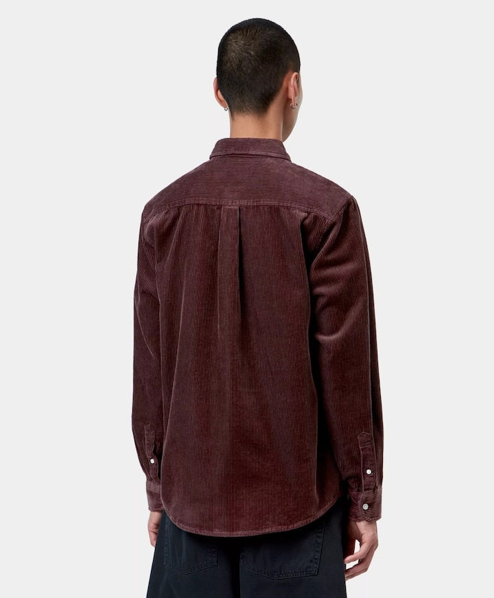 Heren overhemd lange mouw bordeaux