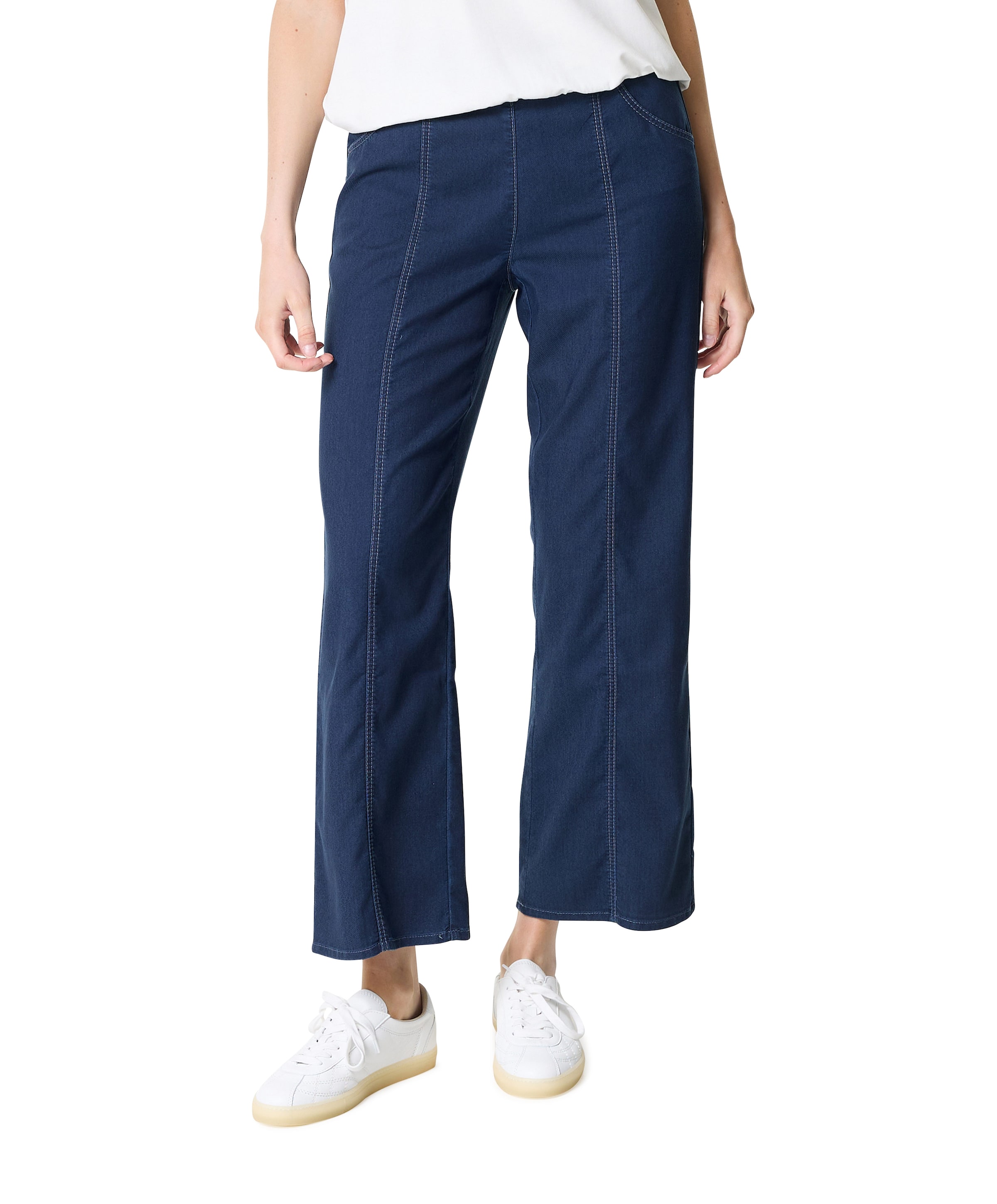 Wide leg dames broek blauw