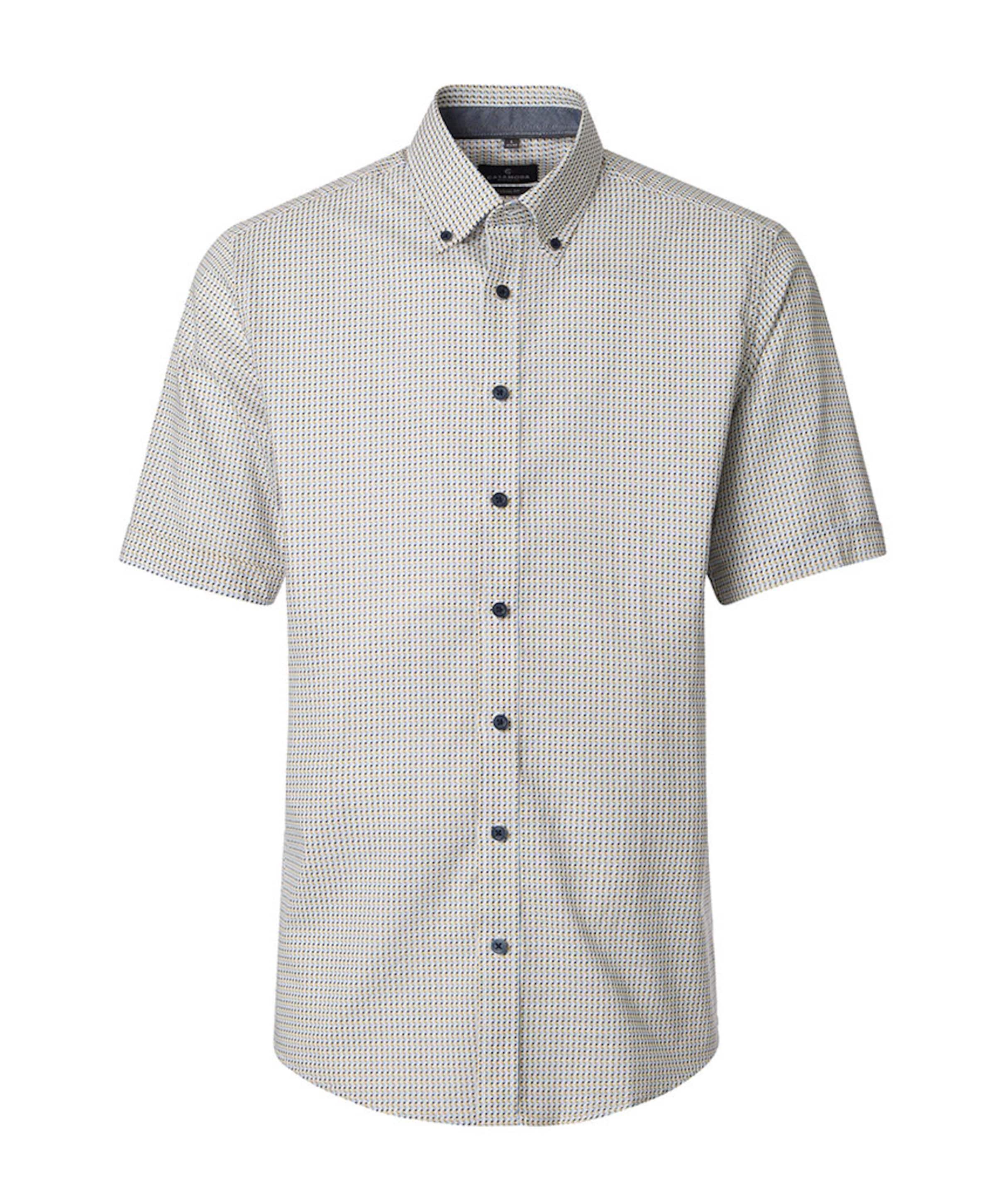 Heren overhemd korte mouw beige