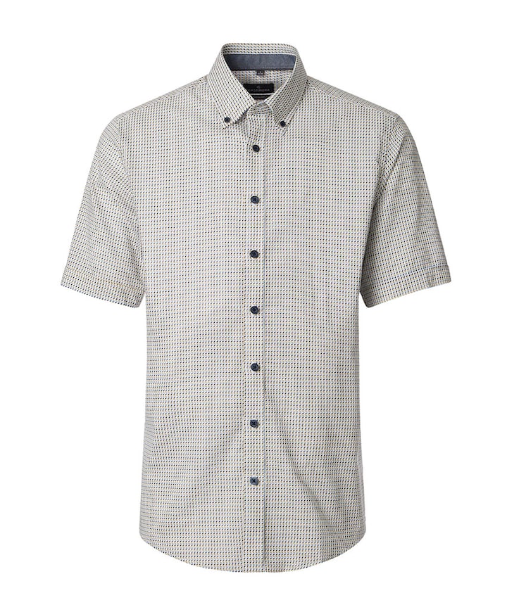 Heren overhemd korte mouw beige