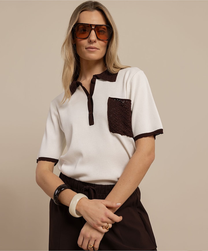 Dames polo ecru