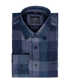 Heren overhemd lange mouw blauw