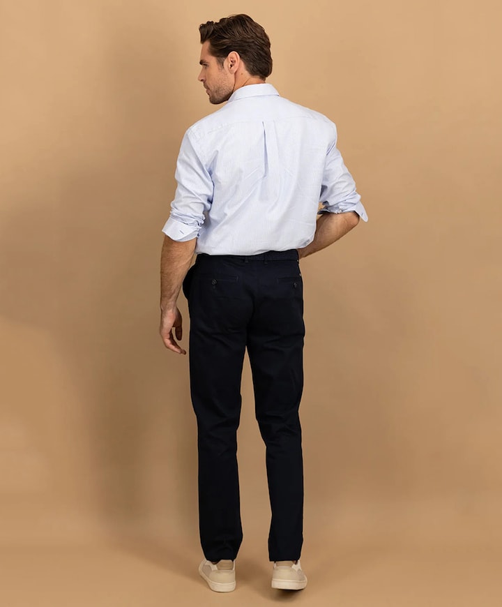 Heren overhemd lange mouw blauw