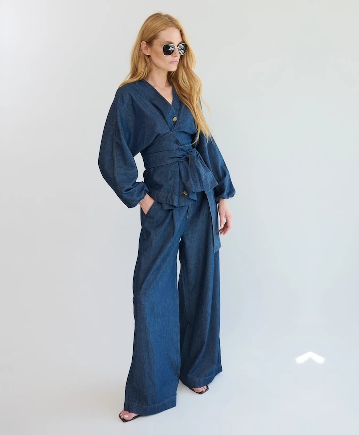 Dames blouse blauw