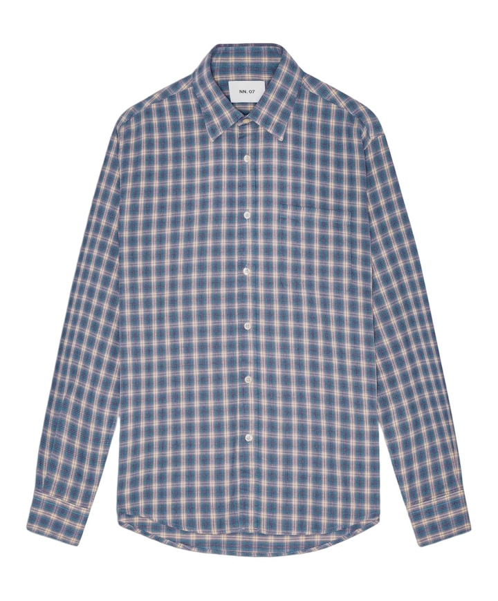 Heren overhemd lange mouw blauw