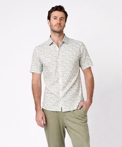 Heren overhemd korte mouw ecru