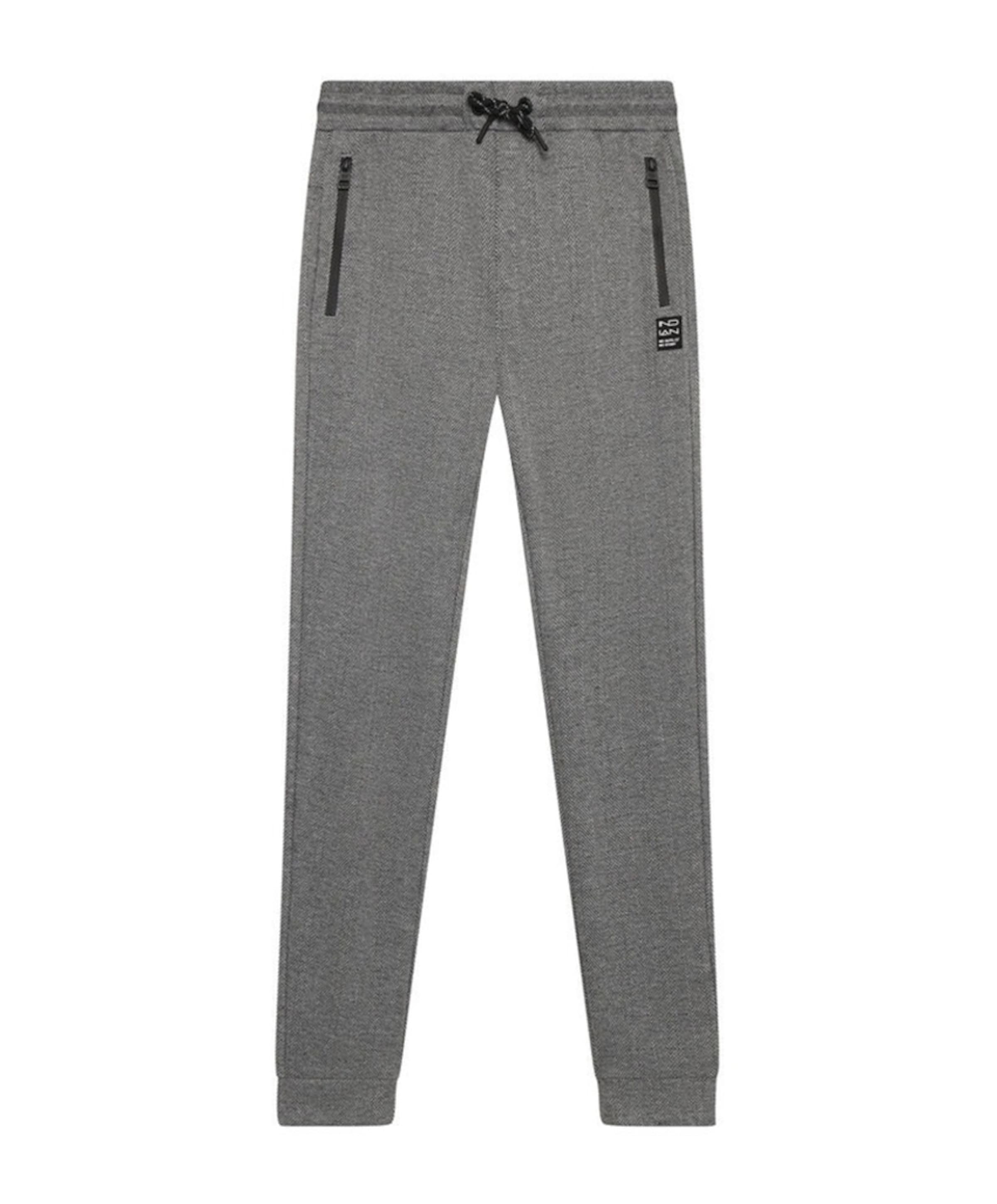 Jogpant Check Zip Pocket jongens broek grijs