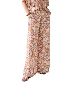 Art deco print dames broek beige