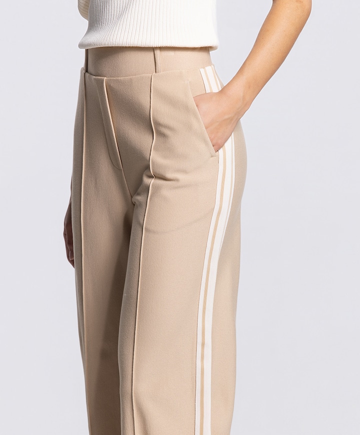 ALEIDAS HV 415 wide leg tape at side dames broek beige