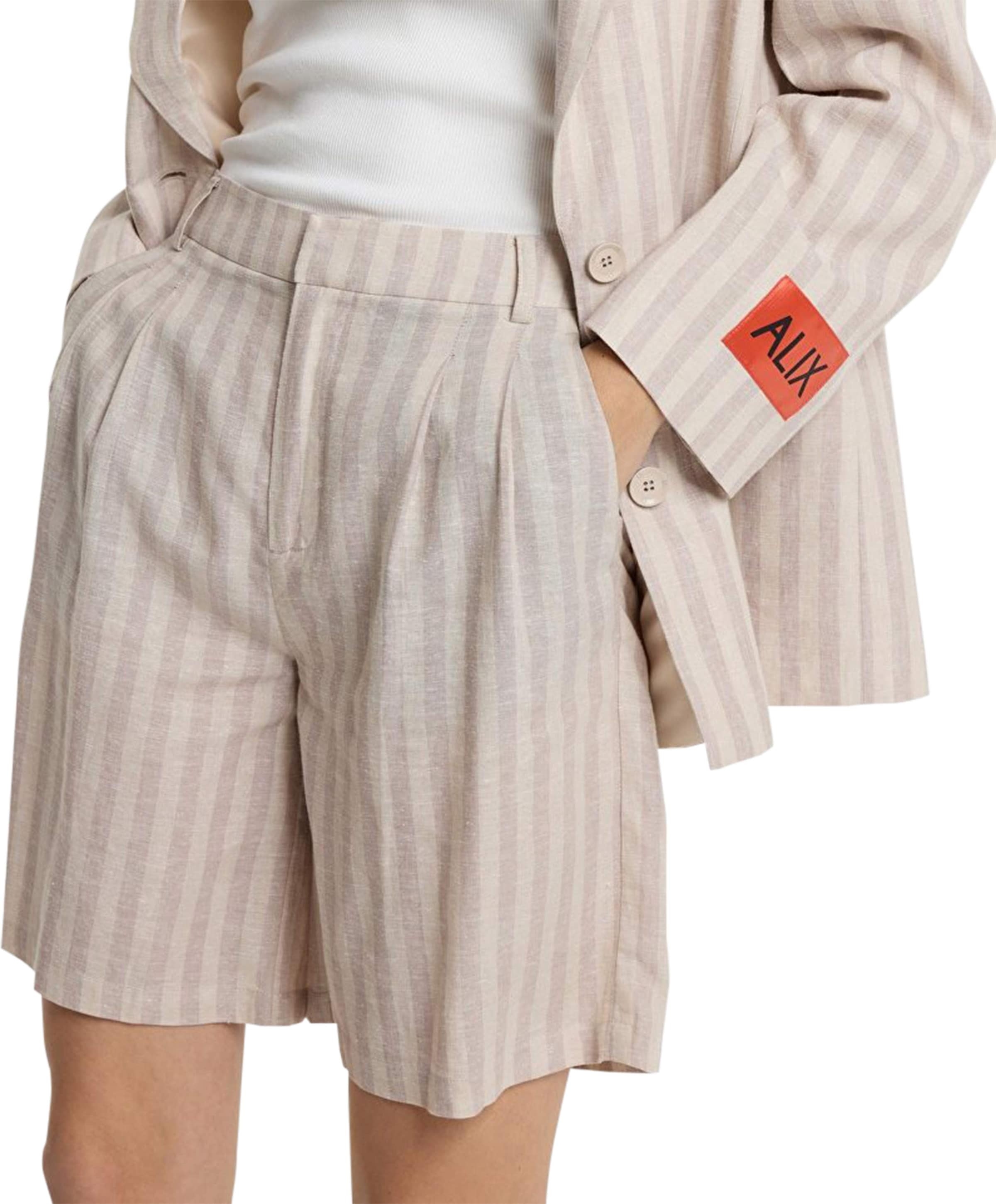 STRIPED BERMUDA SHORTS dames korte broek beige