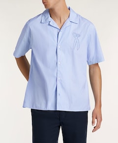 Heren overhemd korte mouw blauw