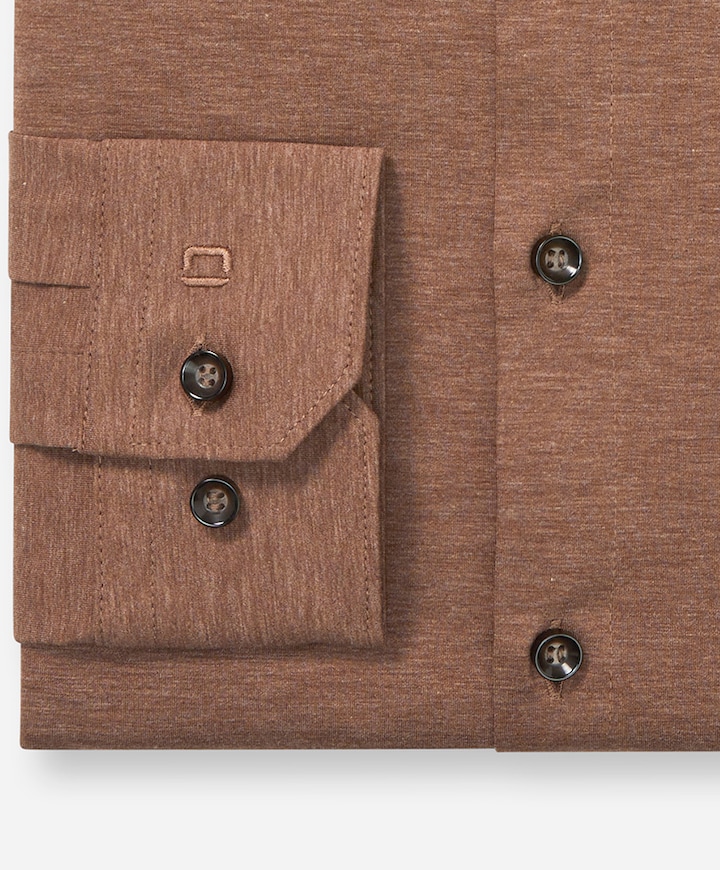 Heren overhemd lange mouw bruin