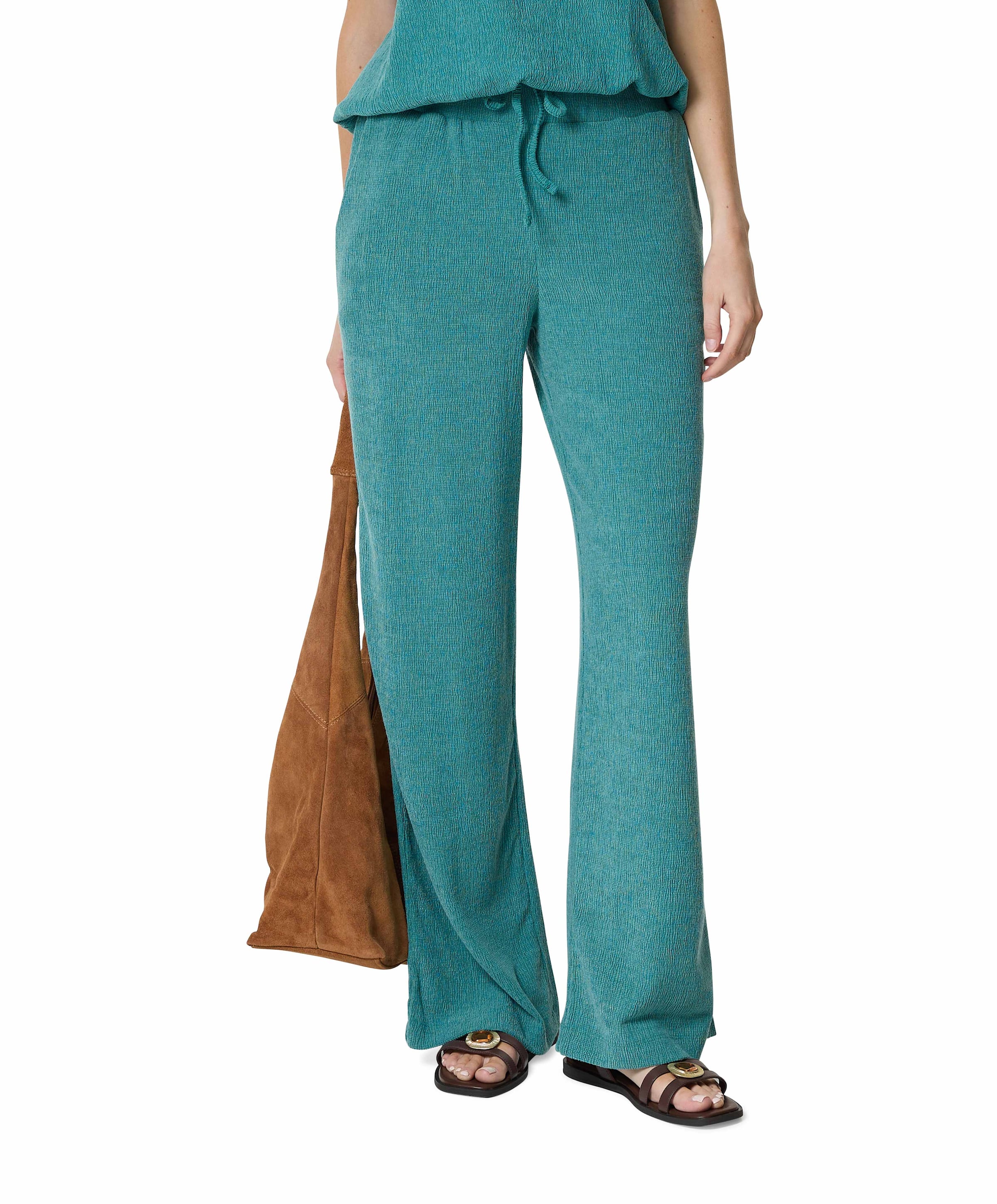 Crinkled Wide-Leg dames broek blauw