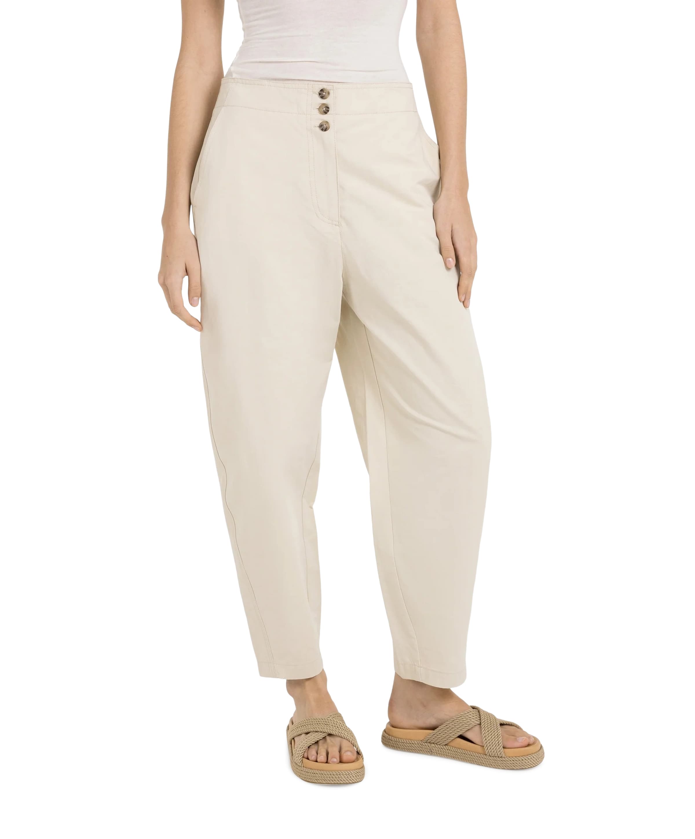 High waist barrel leg trousers dames broek beige