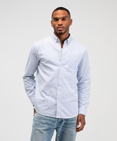 Heren overhemd lange mouw blauw
