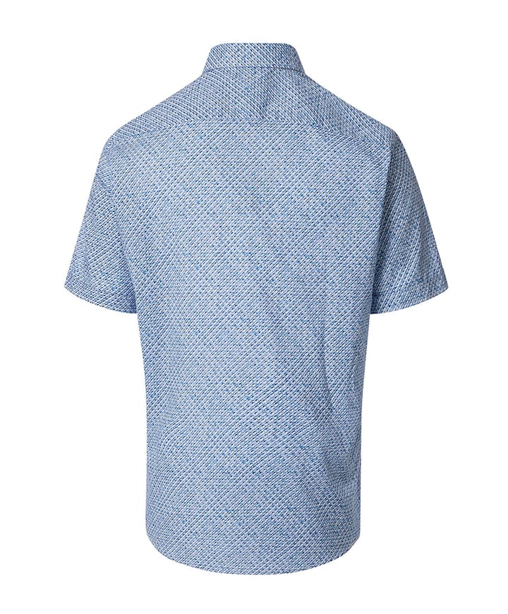 Heren overhemd korte mouw blauw