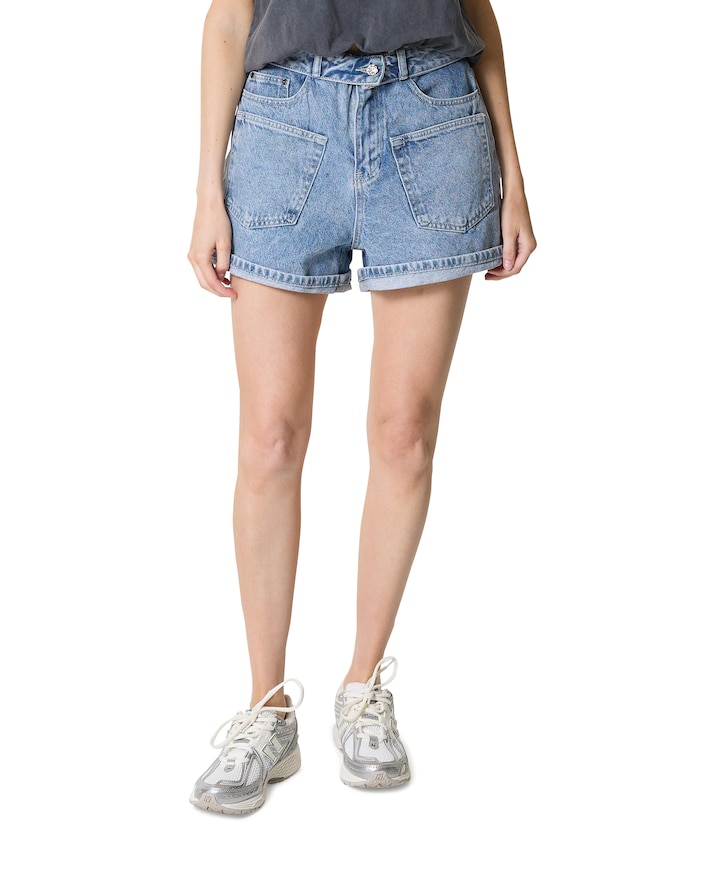 Flip Waist dames korte broek blauw