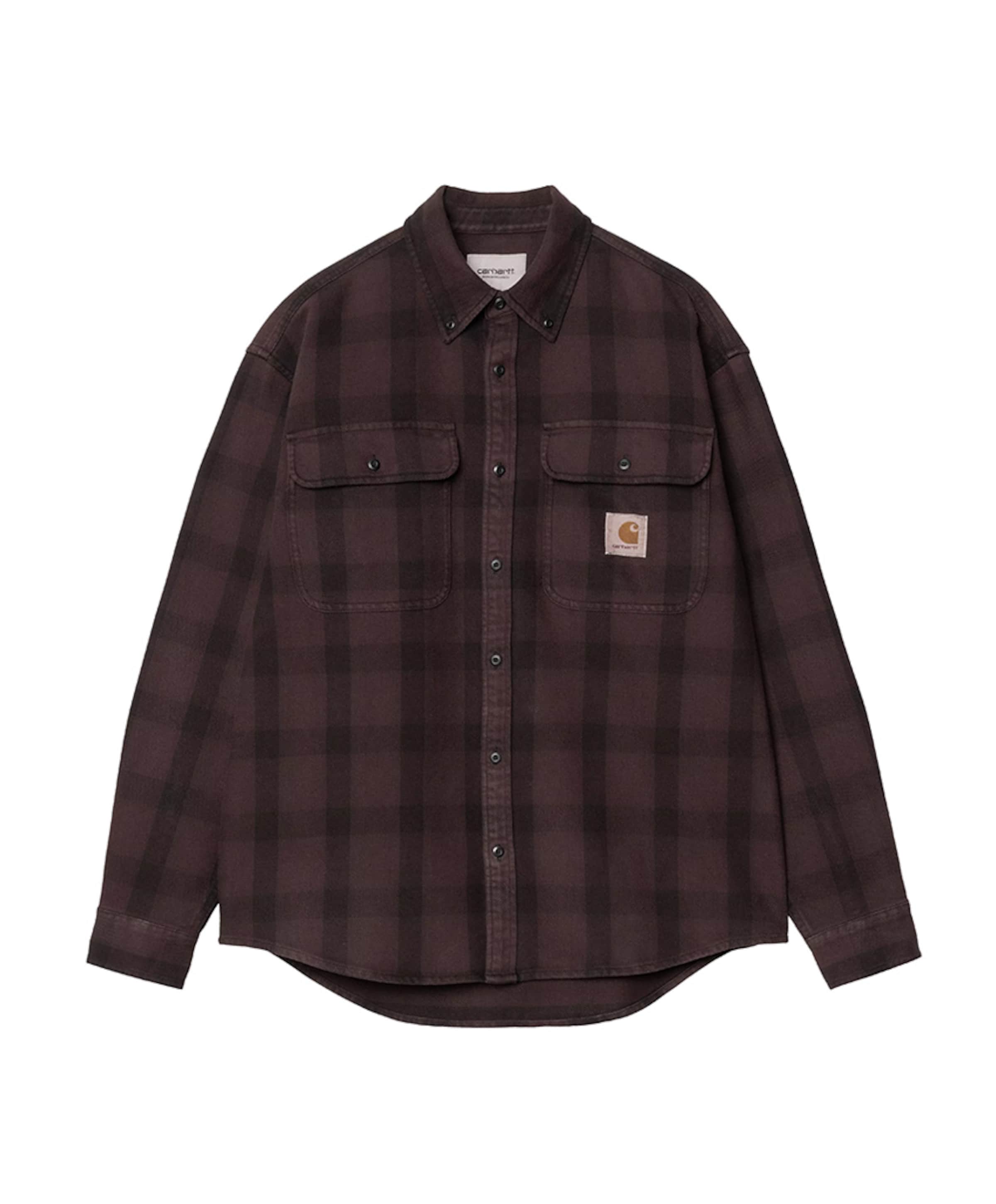 Heren overhemd lange mouw bruin