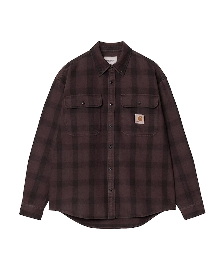 Heren overhemd lange mouw bruin